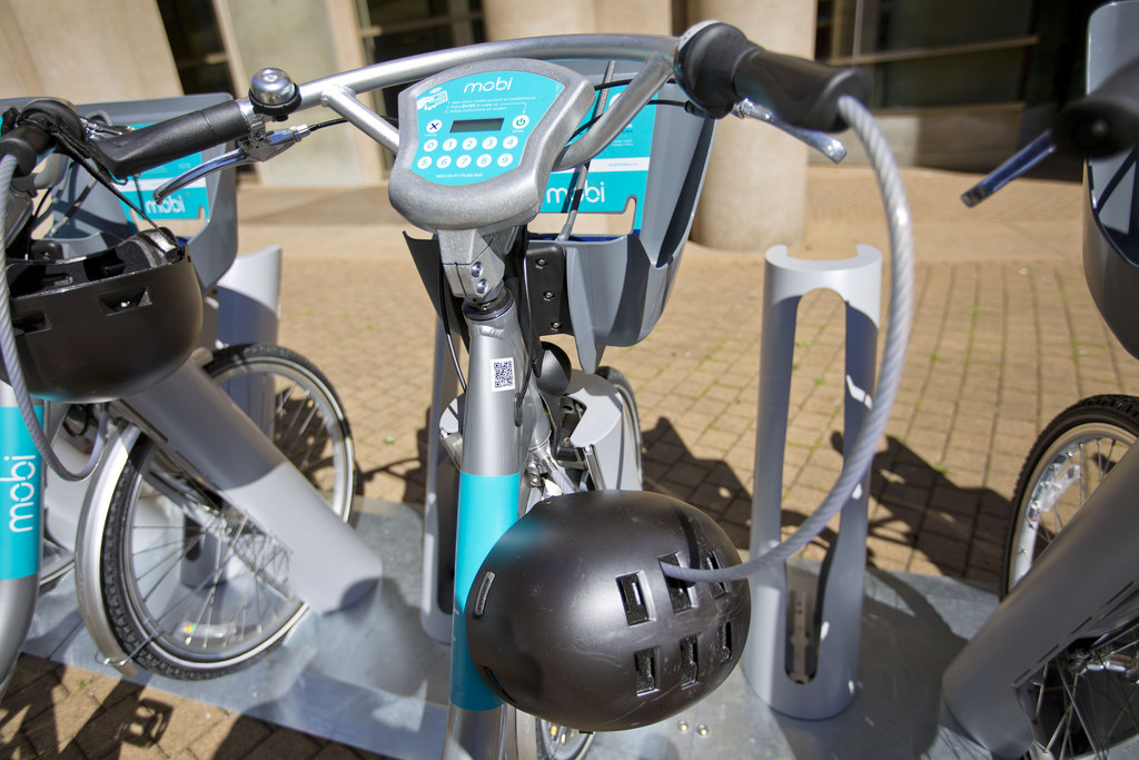 Mobi bike with cable for helmet